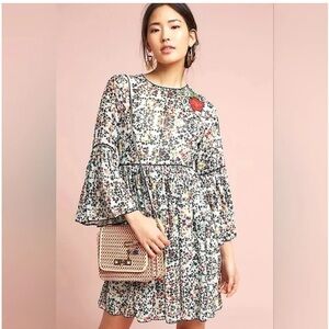 Anthropologie Libra Embroidered Tunic Dress Size 2 Jyoti